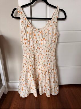 H&M Women’s Cream Sundress with Orange Floral Print